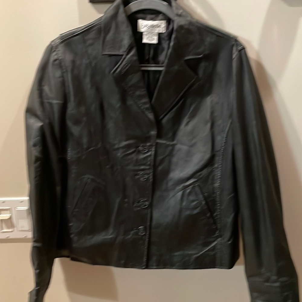 NWOT Bagatelle black leather jacket with front angle pockets